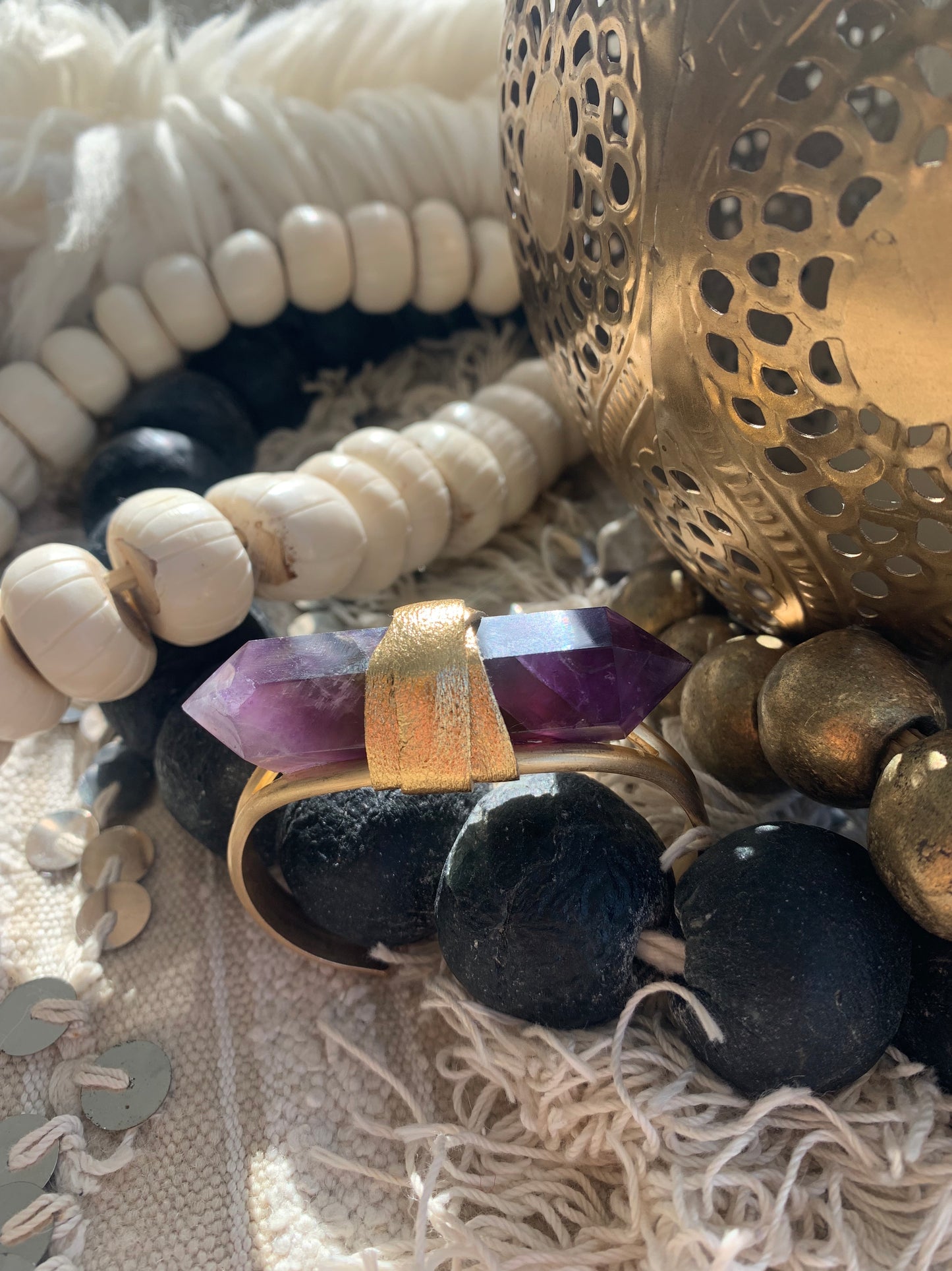 Double Terminated Amethyst open-eye cuff